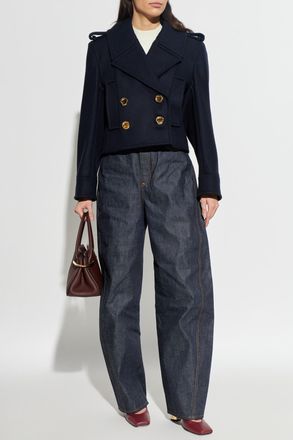 Givenchy Wool Jacket With Epaulettes, Womens, Navy Blue