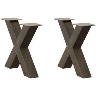 vidaXL Vidaxl - Patas Para Mesa De Centro En Forma De X (2 Unidades), Acero Natural, 50 X (42-43) Cm