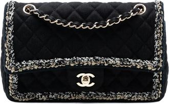 Chanel Borsa a spalla media in denim con battente 2018-2019 - Nero