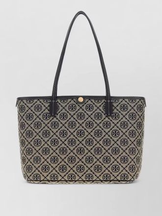 Tory Burch embroidered fabric tote bag double handles