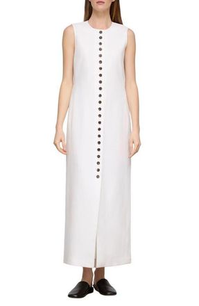 Lafayette 148 New York Buttoned Linen Maxi Dress in White at Nordstrom, Size 12