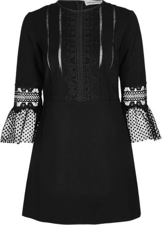 Self Portrait Black Lace trimmed mini dress Size S