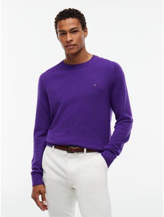Tommy Hilfiger Mens Lambswool Crewneck Sweater - Tuscan Grape - L