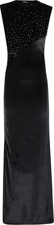 Amen Fluwelen Hotfix Jurk - Dames - Avondkleed - Zwart - S - Polyester - Kleedjes