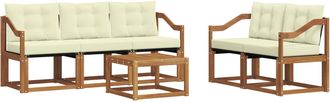 vidaXL Conjunto De Sof&aacute;s De Exterior 6 Uds. Natural Y Crema Vidaxl