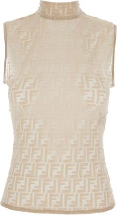 Fendi Mujer, Camisetas, Beige, Talla: M