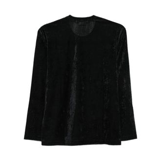 Comme Des Gar&ccedil;ons Tops, Dames, Zwart, S, Crinkled Round Neck Long Sleeve Top