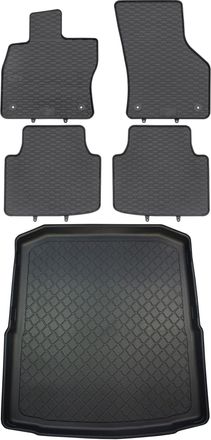 OEM Skoda Superb Iii 3v Sed&aacute;n Desde Mayo De 2015. Juego De Alfombrillas De Goma Para Coche + Alfombrilla Para Maletero