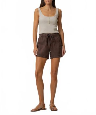 Kut from the Kloth Katana High Rise Shorts With Drawstring In Chocolate