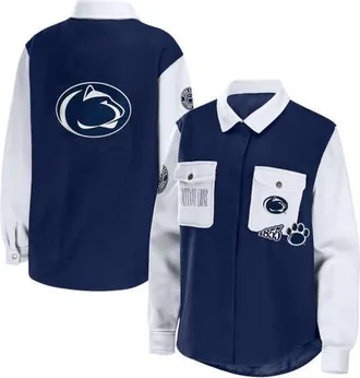 WEAR by Erin Andrews Womens WEAR by Erin Andrews Navy Penn State Nittany Lions Button-Up Shirt Jacket at Nordstrom, Size Medium