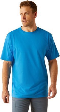 Ariat Mens Rebar Cotton Strong Standard T-Shirt in French Blue, Size Medium, by Ariat
