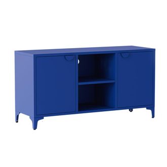 Oviala Aparador moderno de 2 puertas l120 cm en metal azul oscuro