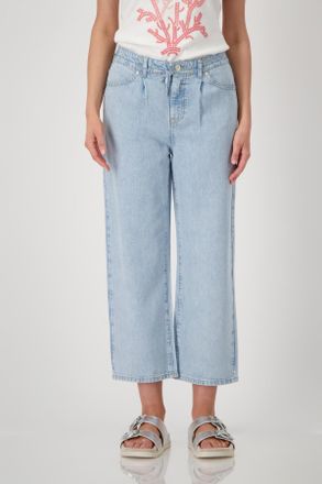 Monari Culotte MONARI, Damen, Gr. 38, N-Gr, blau (jeans), Denim/Jeans, Obermaterial: 100% Lyocell, clean, unifarben, 7/8-L&auml;nge, Hosen Culotte, mit Bindeband