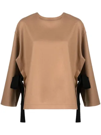 Erika Cavallini Semi Couture terry-cloth cape blouse - women - Wool/Polyamide - 38 - Brown