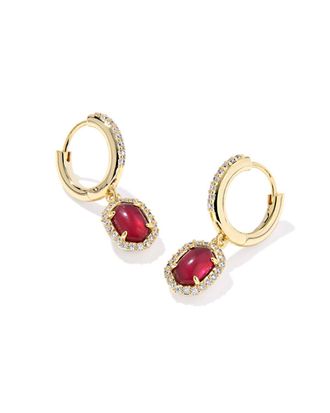 Kendra Scott Womens Daphne Crystal Frame Huggie Earrings In Gold / Dark Burgundy Illusion