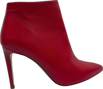 Stuart Weitzman Pointed High-Heel Ankle Boots in Red Leather