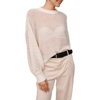 Bella Dahl Metallic Relaxed Crewneck Sweater in Vanilla Frost at Nordstrom, Size X-Small