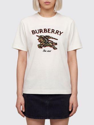 Burberry T-shirt girocollo in cotone con logo EKD ricamato