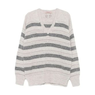 Twinset Alpaca Blend Maxi Jumper - Dames - V-hals truien - Veelkleurig - XS - Polyester - Truien & Vesten