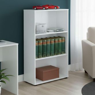 Dmora Dmora - Biblioth&egrave;que Avec Trois &Eacute;tag&egrave;res, Couleur Blanche, 60 X 110 X 30 Cm