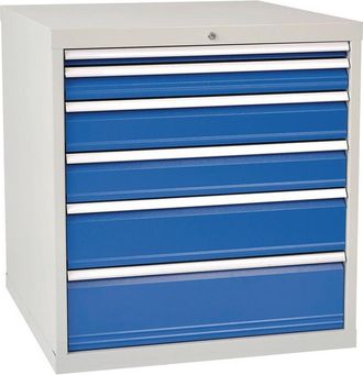 OEM Armario De Cajones Al1019xan1005xf736mm Gris Claro / Azul Se&ntilde;al 6 Cajones, Extensi&oacute;n Completa