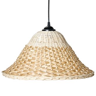 Beliani L&aacute;mpara Colgante Con Pantalla De Bamb&uacute; Y Rat&aacute;n Estilo Boho Iluminaci&oacute;n Tejida A Mano Natural Guamani