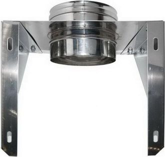 MBM Tubo De Humos De Pared Doble Aislado De Acero Inoxidable Soporte Mural Abierto Dn 100/150