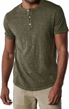 The Normal Brand Legacy Jersey Short Sleeve Henley Tee In Olive