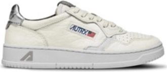Autry Zilver en Grijs Leren Sneakers Medalist - Dames - Sneakers - Wit - 38 EU - Katoen - Schoenen