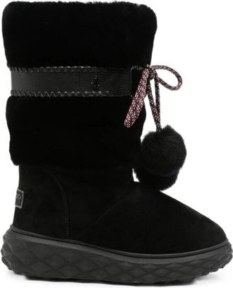 Jimmy Choo London Black Shearling Trim Boots