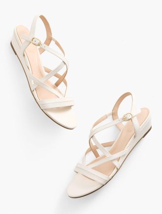 Talbots Capri Nappa Wedge Sandals - Ivory - 8 1/2 M Talbots