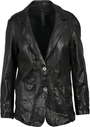 Never Enough Leather Jacket with Buttons - Black