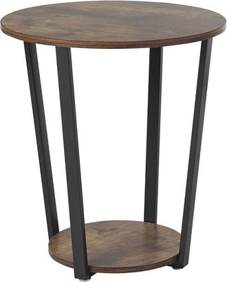 Beliani Beliani - Side Table Dark Wood with Black Industrial Round mdf Metal Legs 50 cm Orick