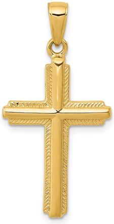 Diamond2Deal 10k Yellow Gold Cross with Striped Border Pendant