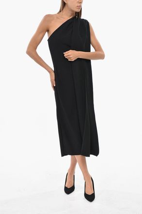 Bottega Veneta Fitted One-Shoulder Dress With Maxi Draping And Side Slit Bottega Veneta