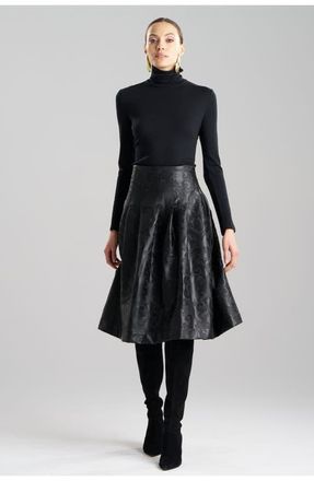 Natori Leticia - Emb. Faux Leather Stitched Down Pleat Skirt in Black at Nordstrom, Size 10