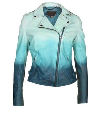 Muubaa Blue Ombre Leather Biker Jacket Size S