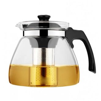 Trade Shop Trade Shop - Teiera In Vetro Tisaniera Tisana Removibile Filtro Stantuffo Acciaio Inox Infusi