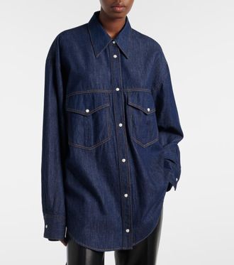 Khaite Womens Chemise Christensen En Denim Blue Shirt
