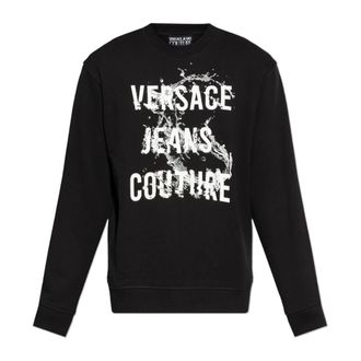 Versace Jeans Couture Sweatshirts, male, Black, Size: 2XL Printed Cotton-Jersey Sweatshirt