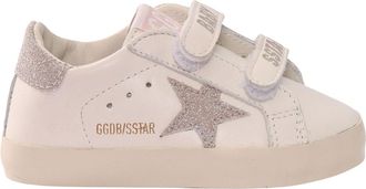 Golden Goose Sneakers Golden Goose Baby School Tomaia In Nappa E Listino Glitter Stella E Tallone Bianco/Platino