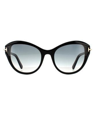 Tom Ford Cat Eye Womens Shiny Black Smoke Gradient - One Size