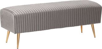 Beliani Beliani - Banco De Terciopelo Gris Claro Dorado 118 Cm Patas Metal Glamour Paterson