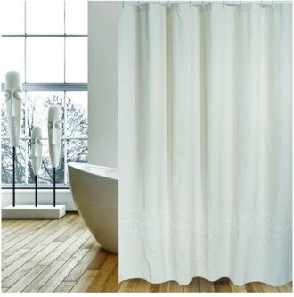 MSV Cortina De Ducha Algod&oacute;n Y Poli&eacute;ster Cordele 180x200cm Calidad Premium Beige - Anillas Incluidas Msv