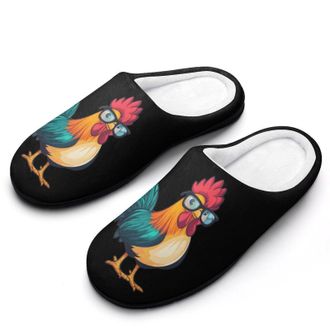 Generic Rooster Womens Slippers Warm House Slippers Indoor House Shoes with Anti-Skid Rubber Sole