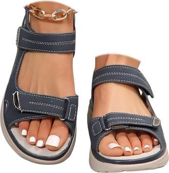 Generic Orthopedic Wide Sandals for Women 2026,Summer Casual Flat Boho Open Toe Flower Platform Sandals Solid Color Slip-On Beach Casual Comfortable Summer Ba