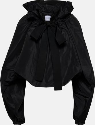 Patou Ruffled off-shoulder faille crop top