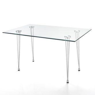 Oresteluchetta Mesa De Escritorio De Vidrio Templado Minimalista 6 Plazas 130x80cm Plano
