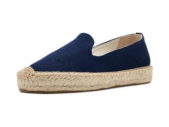 Soludos Smoking Platform Espadrille Womens Flat Shoes Armada Blue : EU 42 (US Womens 11-11.5) B - Medium, Cotton