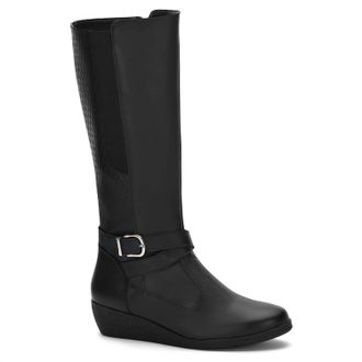 Andrea Womens Leather Riding Boots In Black